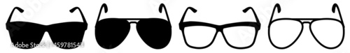 Sunglasses Icon Aviator Sunglasses Set | Airman Sunglasses Icon Goggles Shades Vector Illustration Logo | Sunglasses-Icon Isolated Dark-Sunglasses Collection