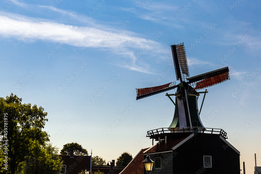 Dutch windmill in Zaanse Schans, Zaandam, Netherlands