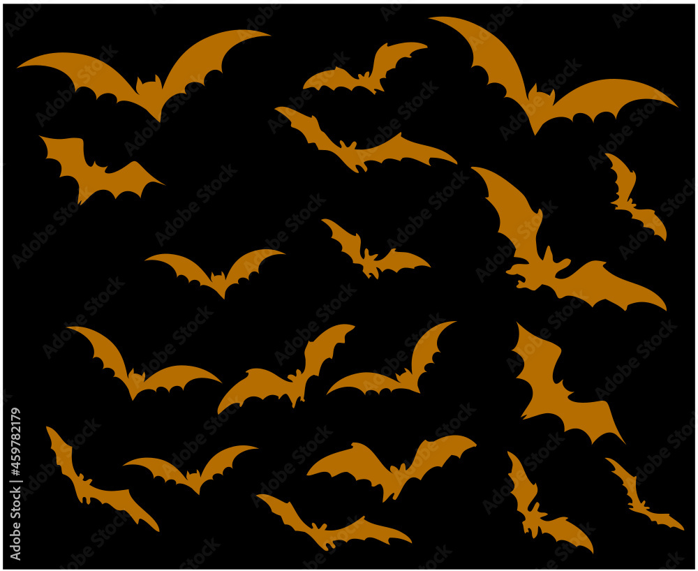 Bats Brown Objects Vector Signs Symbols Illustration With Black Background
