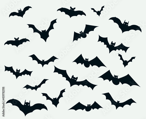 Bats Black Objects Signs Symbols Vector Illustration With Background