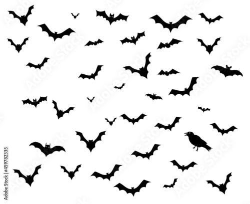 Bats Black Objects Signs Vector Symbols  Illustration With White Background