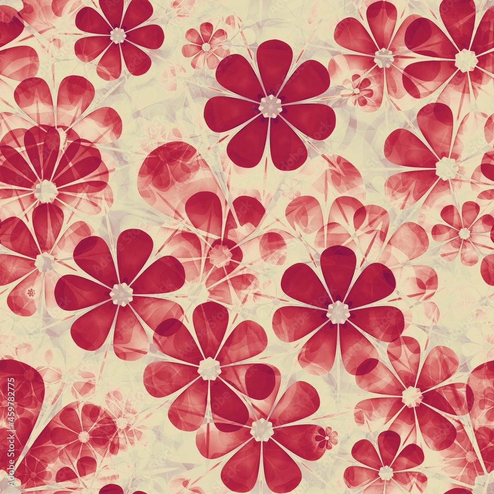 Seamless red florals pattern background Seamless red florals pattern background