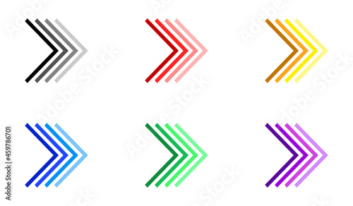 Illustration set of different arrow colors for bullet points.