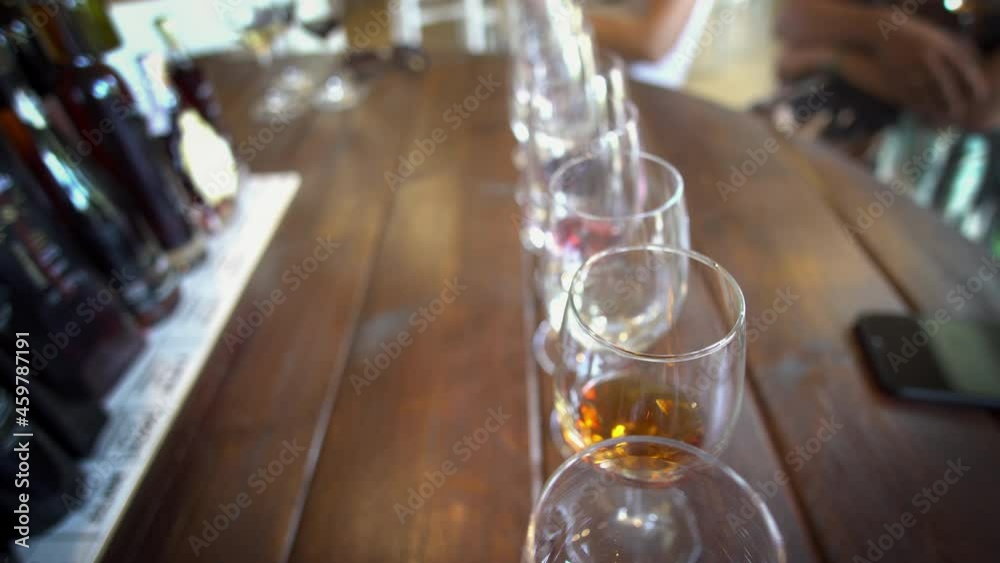 Gasses of red and white port wine, Santorini wine degustation Gasses of red and white port wine, Santorini wine degustation
