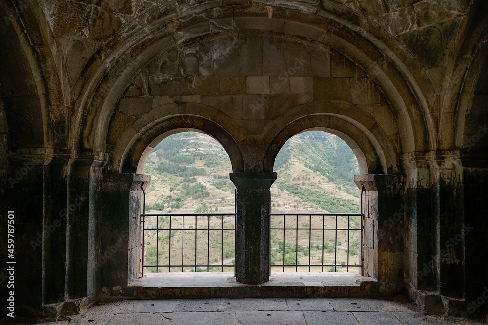 historical rock settlement monastery Vardzia in Georgia