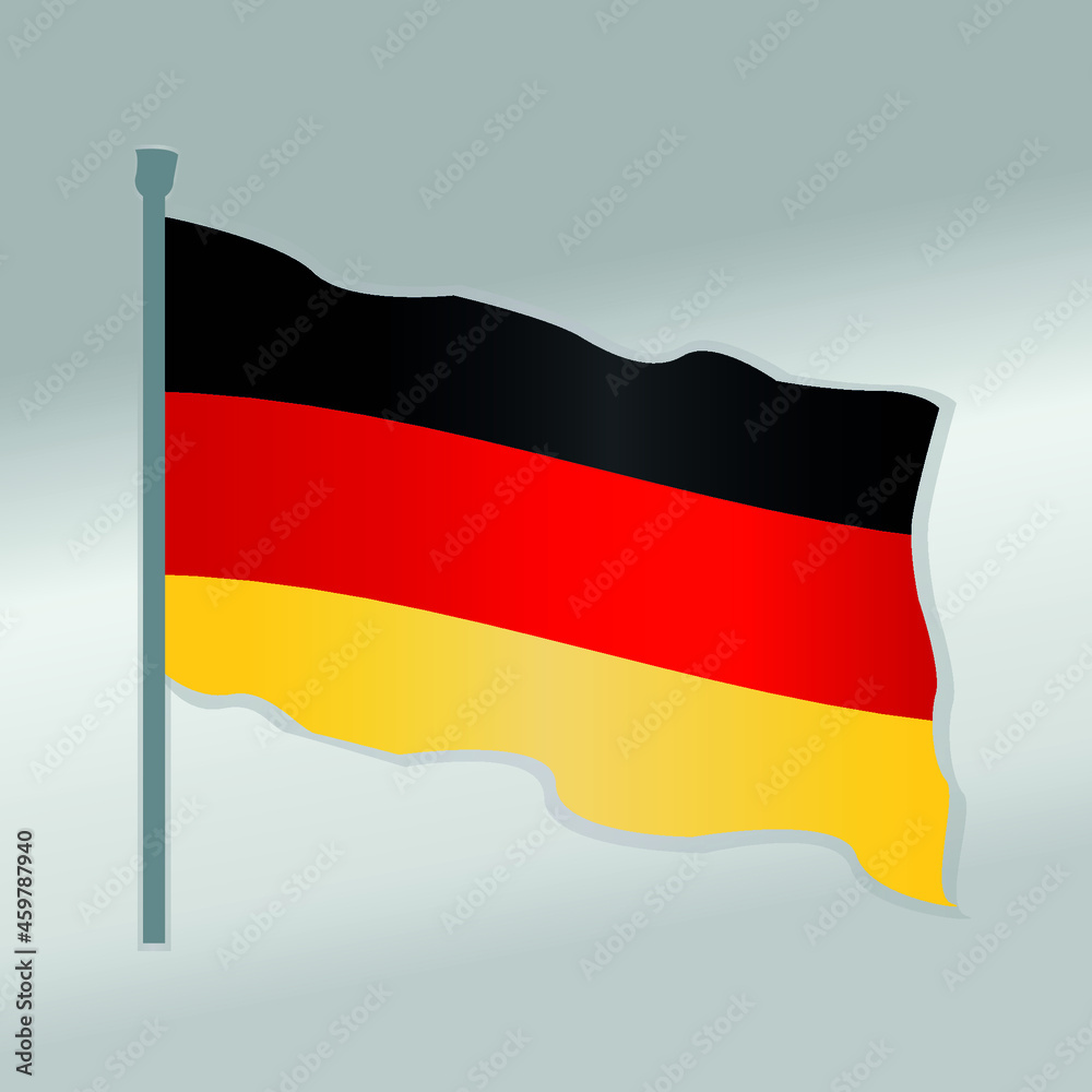 Obraz premium Realistic Gradient Vector Illustration Image of The Germany Deutschland Waving Flag Pole
