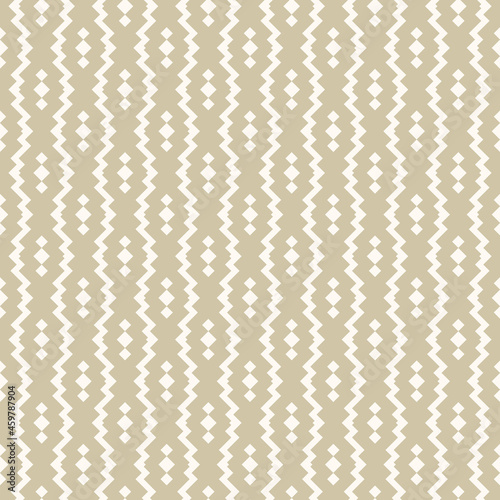 Seamless geo vector ethnic pattern. Illustration with gold zigzag shapes, rhombus, diamonds. Background is used in the luxury design of carpets, textiles, clothing, wallpaper, cover