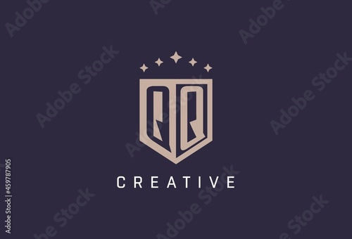 QQ initial shield logo icon geometric style design