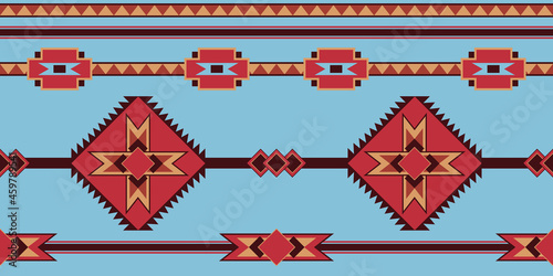 Santa Fe blanket abstract design in repeat seamless pattern - Vector Illustration