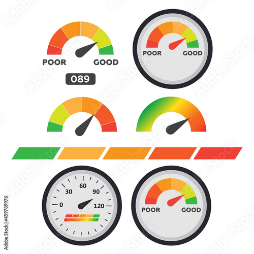 Credit score indicators and gauges vector set eps10