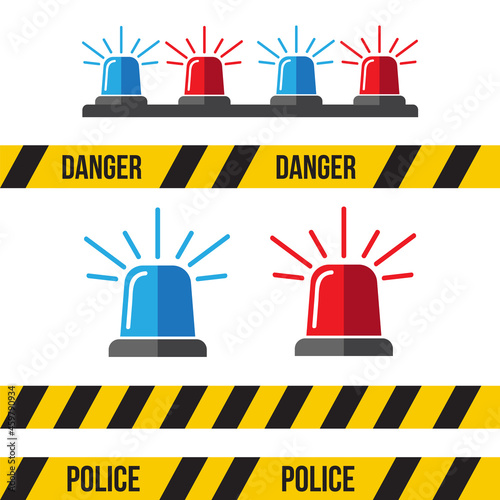 Siren set. Police flasher or ambulance flasher. Siren police light vector