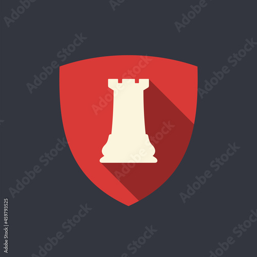 Chess emblem. Shield with chess pieces.