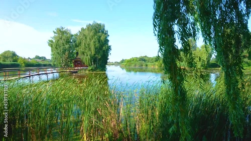 The quiet morning on Kodnyanka River, Old Solotvyn, Ukraine photo