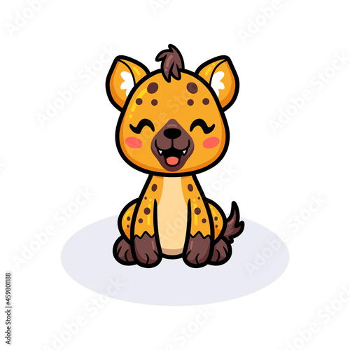 Cute baby hyena cartoon sitting