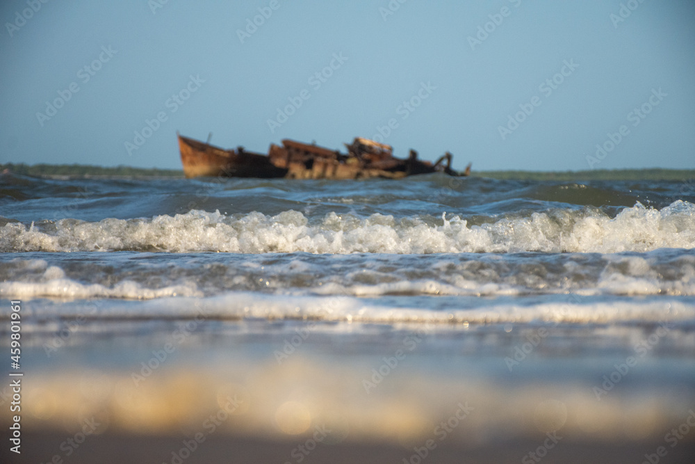 ship stranded in the city of tutoia, maranhao