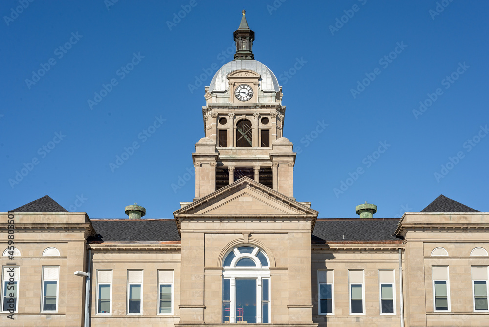 Architectural detail of the Woodford county courthouse located in the town of Eureka, Illinois.