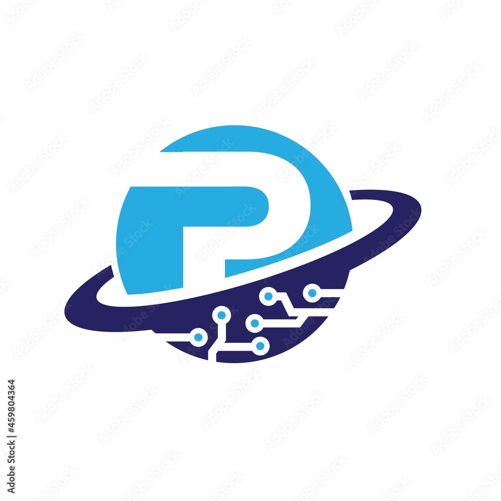 p global network logo designs for business service and signal logo