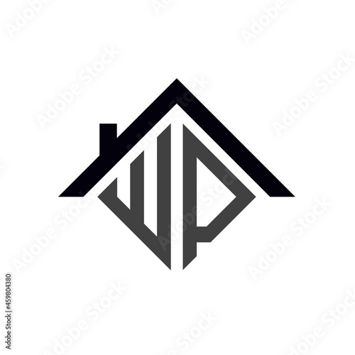 w p home building logo designs for real estate and contractor logo