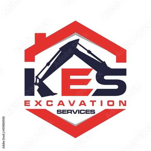 k e s excavator logo designs simple modern for building service
