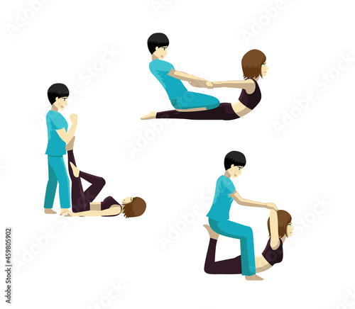 Thai Traditional Massage Manga Cartoon Vector Set 1