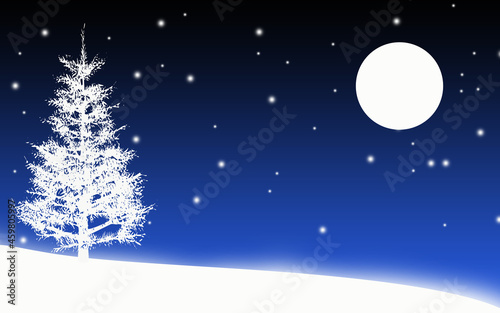 christmas background with snowflakes and tree