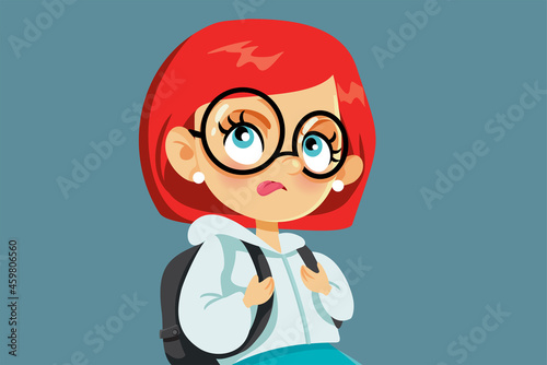 Rude School Girl Sticking her Tongue Out Vector Cartoon