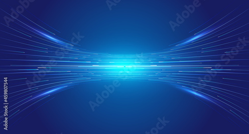 Intersection of opposite luminescent lines Collision speed force sense technology background