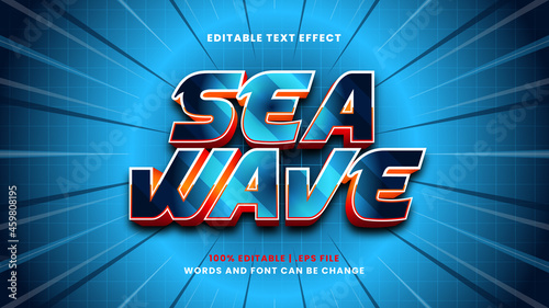 Sea wave editable text effect in modern 3d style