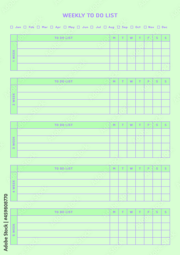 Note, scheduler, diary, calendar planner document template illustration. weekly to do list form.