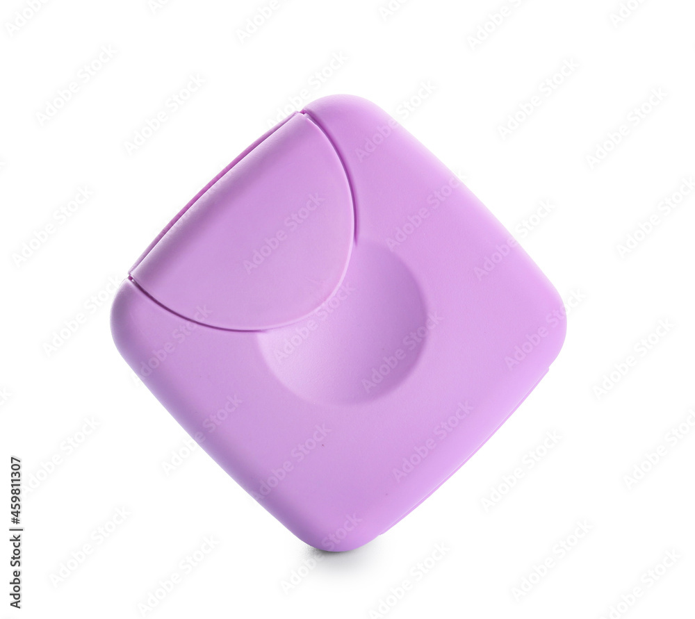 Plastic box for storing women's tampons on white background Plastic box for storing women's tampons on white background
