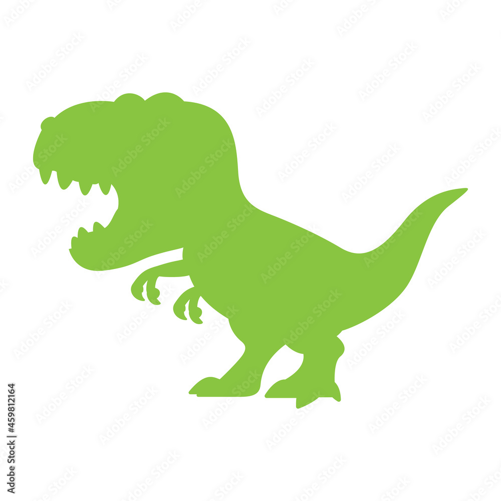 Vector Green T-Rex Silhouette on White Backround