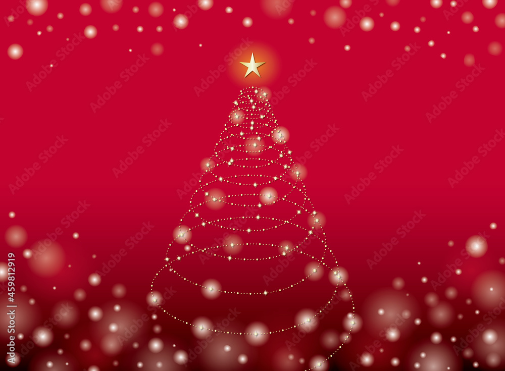 Holiday illumination with a tree illustration red background Holiday illumination with a tree illustration red background