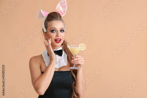 Young woman dressed as sexy...