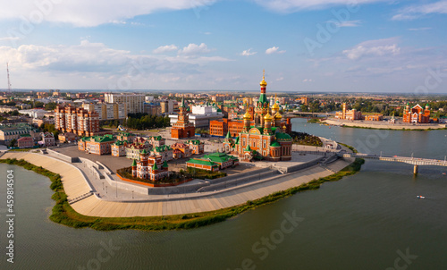 Aerial view of cathedral of Annunciation of the Blessed Virgin. City of Yoshkar-Ola. Russia
