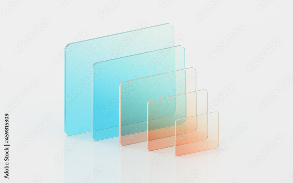 Gradient glass with white background, 3d rendering. Gradient glass with white background, 3d rendering.