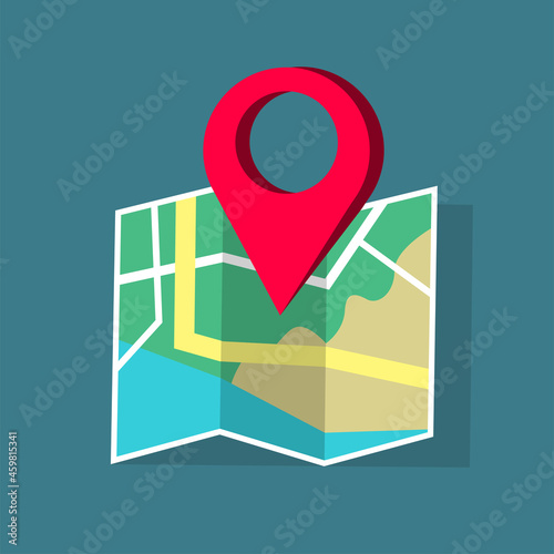 Location map icon, GPS pointer mark. Vector illustration