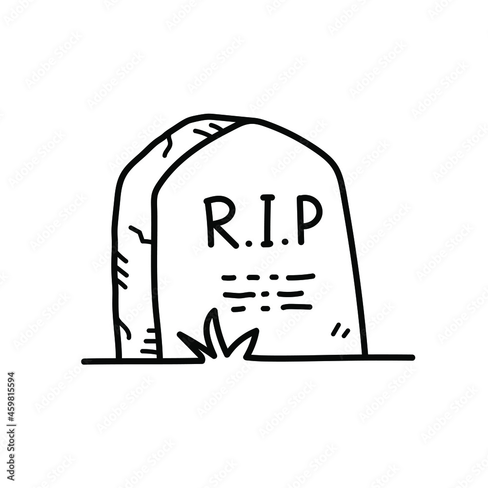 illustration of a headstone, hand drawn vector doodle of a gravestone in a cemetery. illustration of a headstone, hand drawn vector doodle of a gravestone in a cemetery.