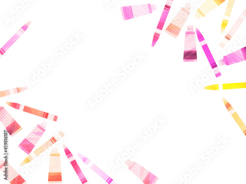 秋色の絵具とクレヨンのイラスト背景