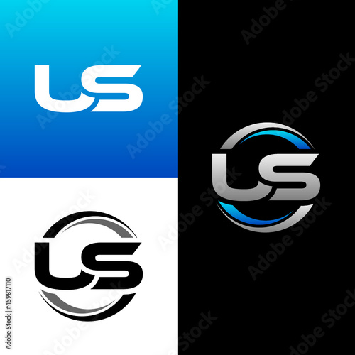 US Letter Initial Logo Design Template Vector Illustration