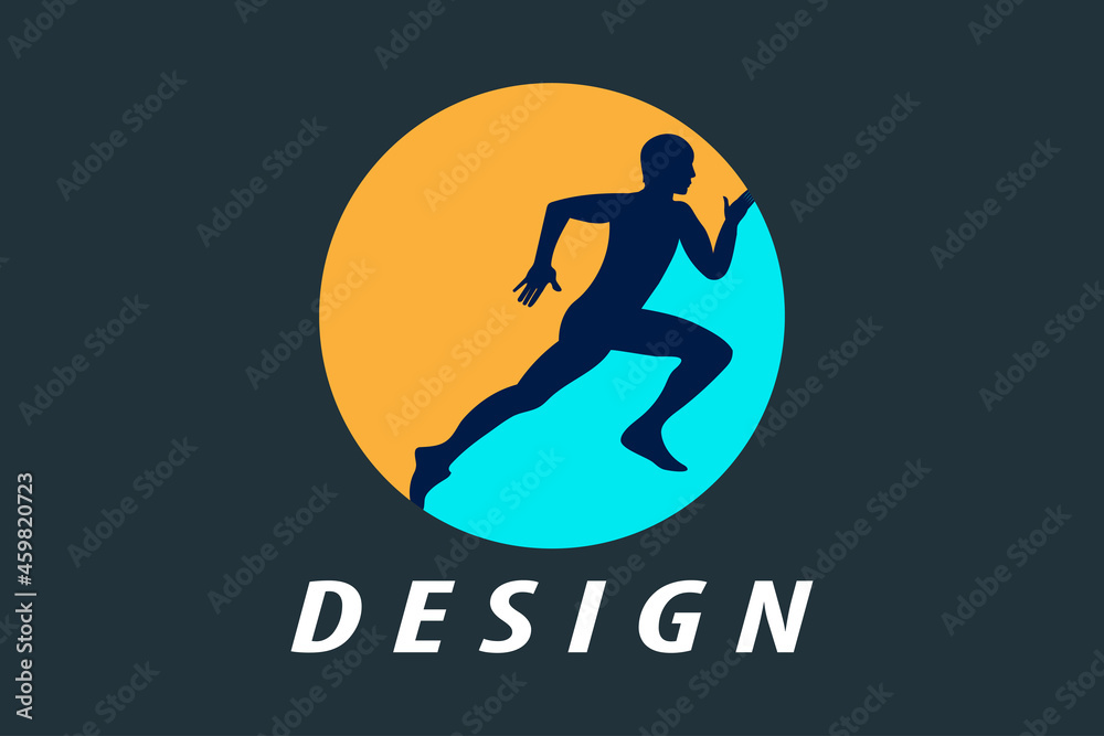 Runner logo. with the figure of a fast-style athlete in a circle Runner logo. with the figure of a fast-style athlete in a circle