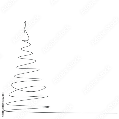 Christmas tree silhouette line drawing vector illustration