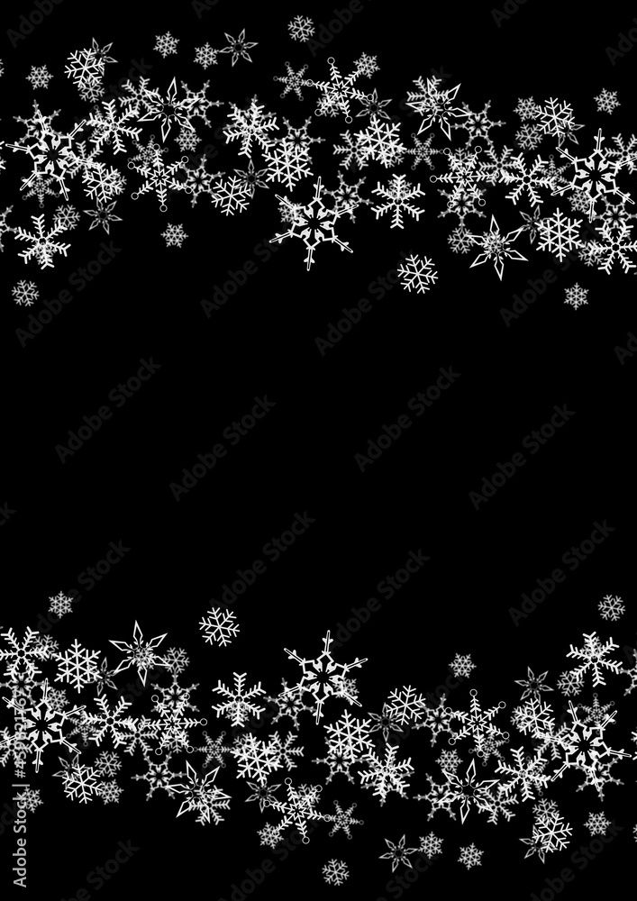 雪の結晶の黒背景フレーム