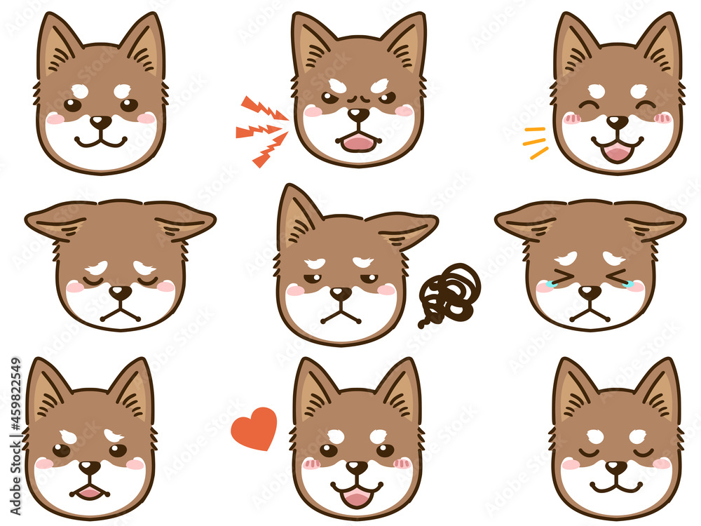 四国犬(赤胡麻)の表情顔アイコン 四国犬(赤胡麻)の表情顔アイコン