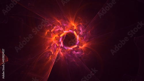 3D rendering abstract multicolor fractal light background