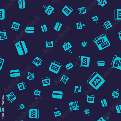 Set Credit card, Taxi mobile app, Road sign for taxi stand and on seamless pattern. Vector