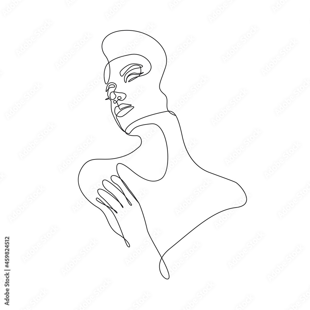 Continuous Line Drawing of Beautiful Woman Face. Minimalist Concept of Beauty Fashion and Cosmetic for Women. One Line Fashion Beauty Female Face Black Sketch on White Background. Vector EPS 10 Continuous Line Drawing of Beautiful Woman Face. Minimalist Concept of Beauty Fashion and Cosmetic for Women. One Line Fashion Beauty Female Face Black Sketch on White Background. Vector EPS 10