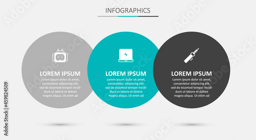 Set Laptop, Tee plug electric and Soldering iron. Business infographic template. Vector