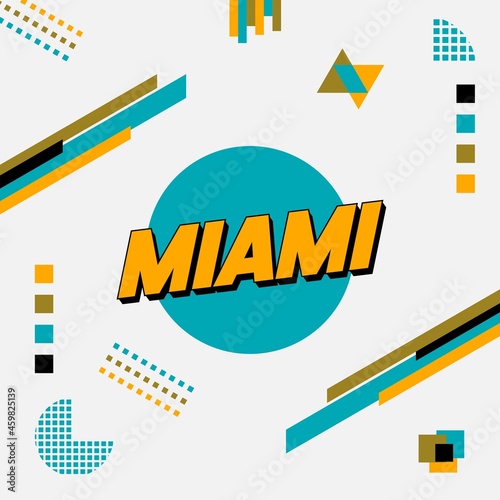 Modern memphis Design of Miami, USA on top of teal circle