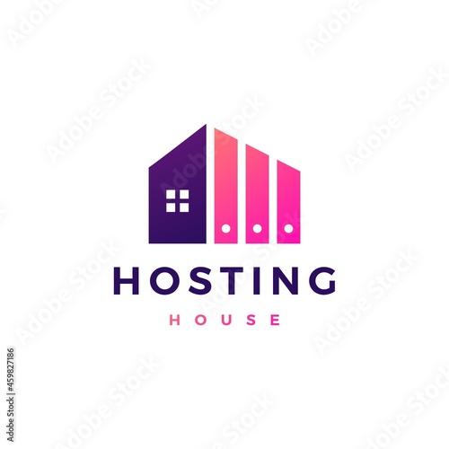house home hosting server cloud data storage logo vector icon illustration