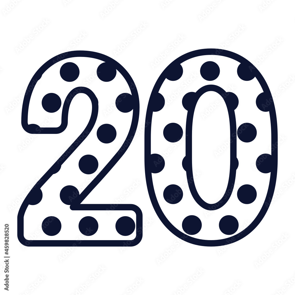 Polka dot number 20, number with polka dots, cute birthday party sign Polka dot number 20, number with polka dots, cute birthday party sign